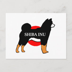 Cartão Postal shiba inu name silhouette em preto-e-bandeira do J