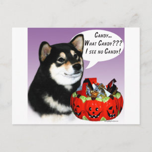 Cartão Postal Shiba Inu (preto) Halloween Candy