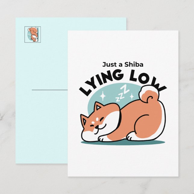 Cartão Postal Shiba Inu Relaxa Arte: Apenas uma Shiba Mentira Ba (Frente/Verso)