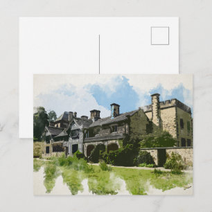 Cartão Postal Shibden Hall Arte em Aquarela - Halifax Histórico
