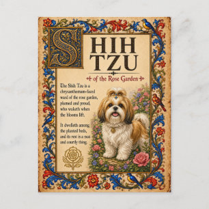Cartão Postal Shih Tzu, Arte Medieval de Bestiário