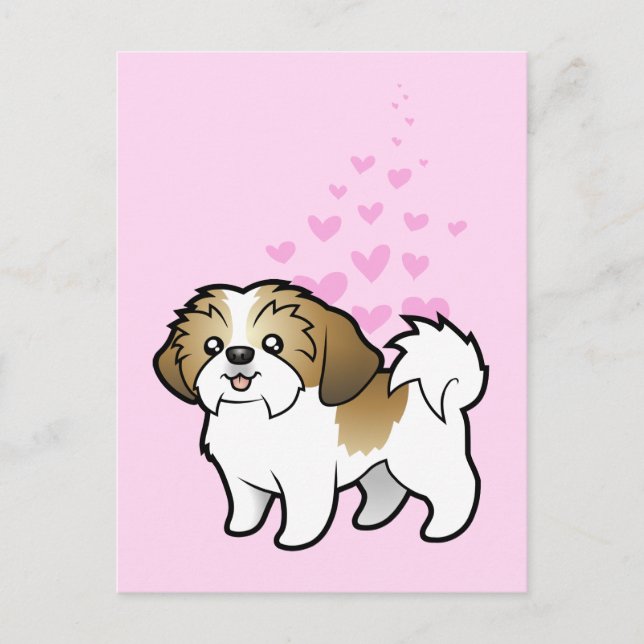 Cartão Postal Shih Tzu Love (corte de cachorrinho) (Frente)