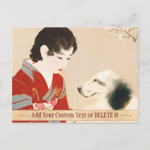 Cartão Postal Shinsui Ito Shufu No Tomo Pet Dog Japanese