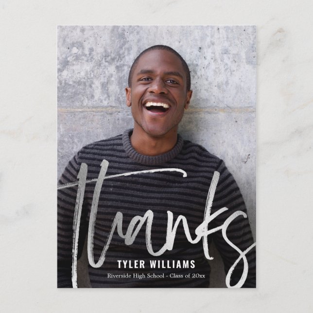 Cartão Postal Shiny Trave Graduação Moderna Obrigado Cartão-Post (Frente)