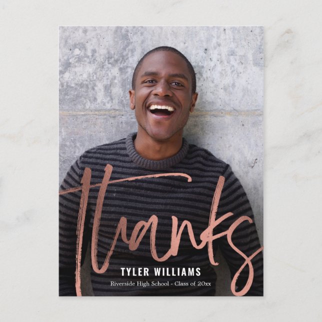 Cartão Postal Shiny Trave Graduação Moderna Obrigado Cartão-Post (Frente)