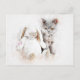 Cartão Postal Shorthair & Bunny Britânica | ABSTRATO | Watercolo (Frente)