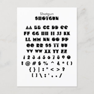 Cartão Postal Shotgun - Folha de Amostra de Fontes do Zazzle