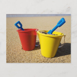 Cartão Postal Shovels And Pails On Sandy Beach