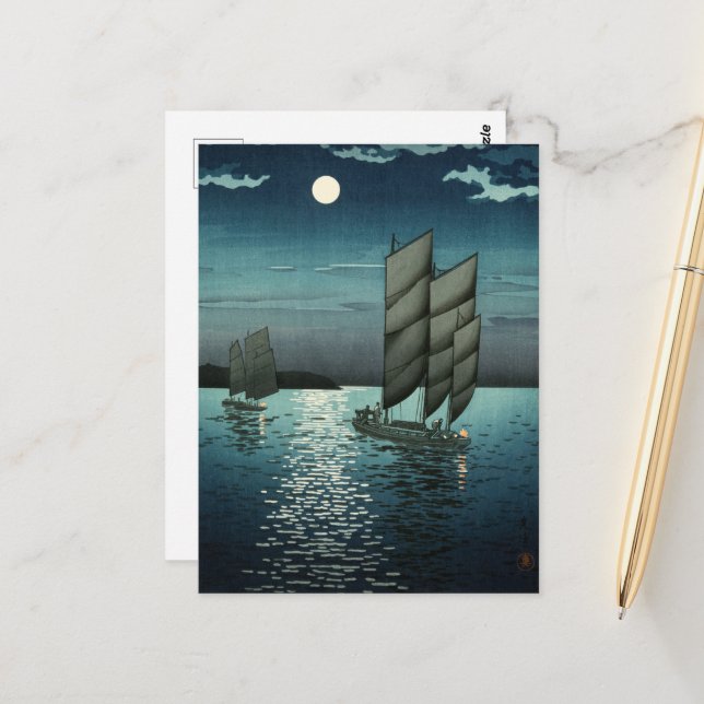 Cartão Postal Showa Era, Barco de Tsuchiya Koitsu (Frente/Verso In Situ)