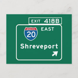 Cartão Postal Shreveport, LA Road Sign