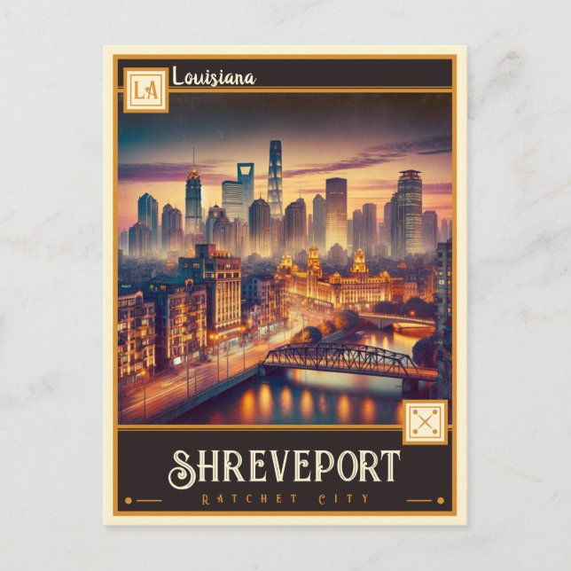 Cartão Postal Shreveport, Louisiana | Vintage (Frente)