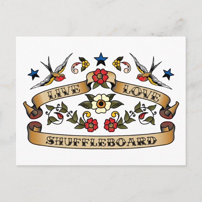 Cartão Postal Shuffleboard Live Love (Frente)