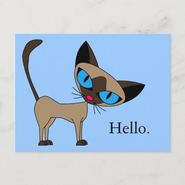 Cartão postal Siamese Hello - Personalize-o! (Frente)