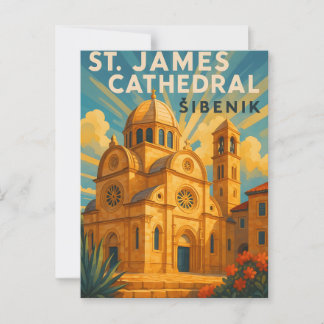 Cartão Postal Šibenik Croácia PostCAR de Viagem Antiga - St. Jam