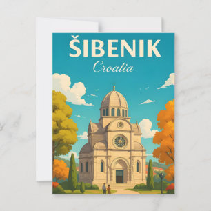 Cartão Postal Šibenik Croácia Viagens vintage PostCAR-Rua James