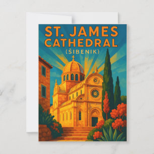 Cartão Postal Šibenik Croácia Viagens vintage PostCAR-Rua James