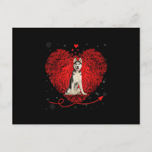 Cartão Postal Siberian Husky Heart Love Presente de Namorados