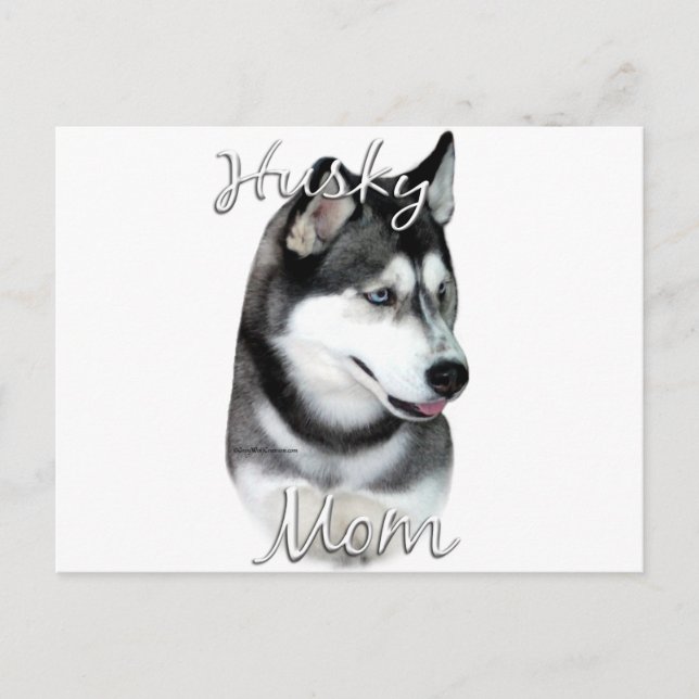 Cartão Postal Siberian Husky (preto) Mãe 2 (Frente)