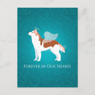 Cartão Postal Siberian Husky - Red - Pet Memorial Design