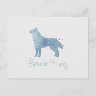 Cartão Postal Siberian Husky Watercolor Design