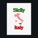 Cartão Postal Sicília Italia<br><div class="desc">Sicília Italia. Esta é uma grande maneira de mostrar seu orgulho ou amor italiano de Italia. Excelente para um t-shirt ou uns t-shirt,  aventais,  botões,  ímãs e mais….  Grande presente para alguns Natal,  aniversários,  dia das mães,  dia dos pais e diário da ocasião especialmente.</div>