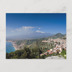 Cartão Postal Sicily - Taormina in front of the Etna postcard