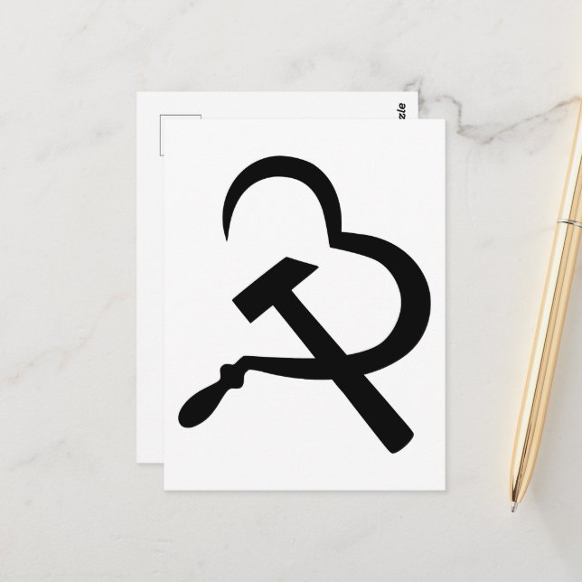 Cartão Postal Sickle And Hammer, Heart, Love, Communism (Frente/Verso In Situ)