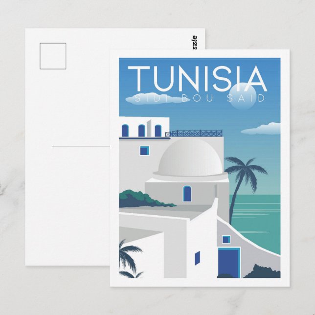 Cartão Postal Sidi Bou disse a ilustração do Viagem da Tunísia (Frente/Verso)