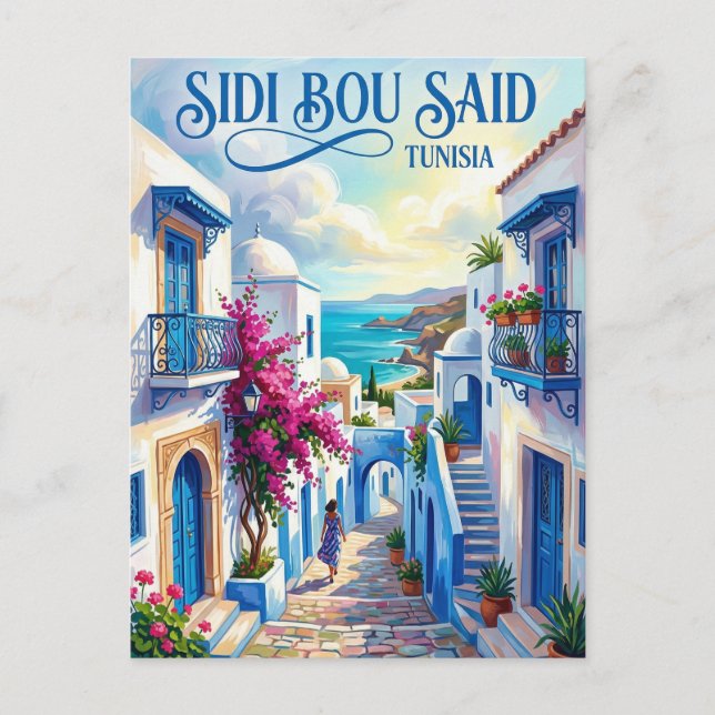 Cartão Postal Sidi Bou Said Tunísia (Frente)