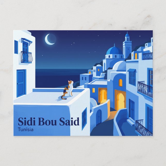 Cartão Postal Sidi Bou Said Tunísia (Frente)