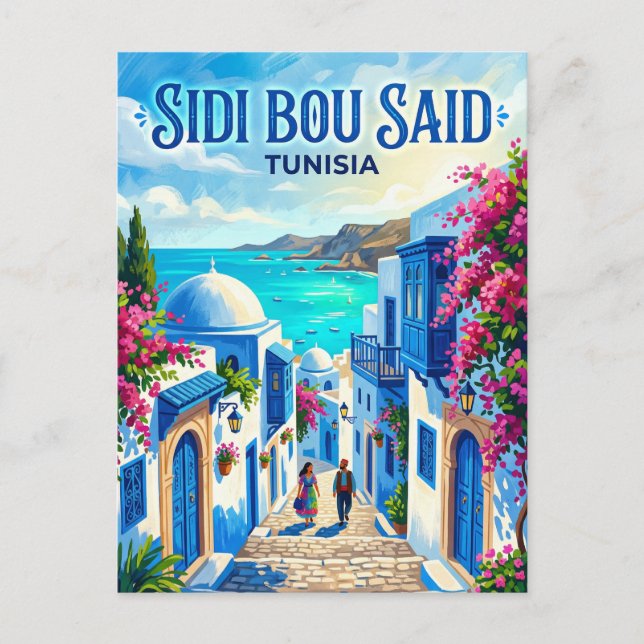 Cartão Postal Sidi Bou Said Tunísia (Frente)