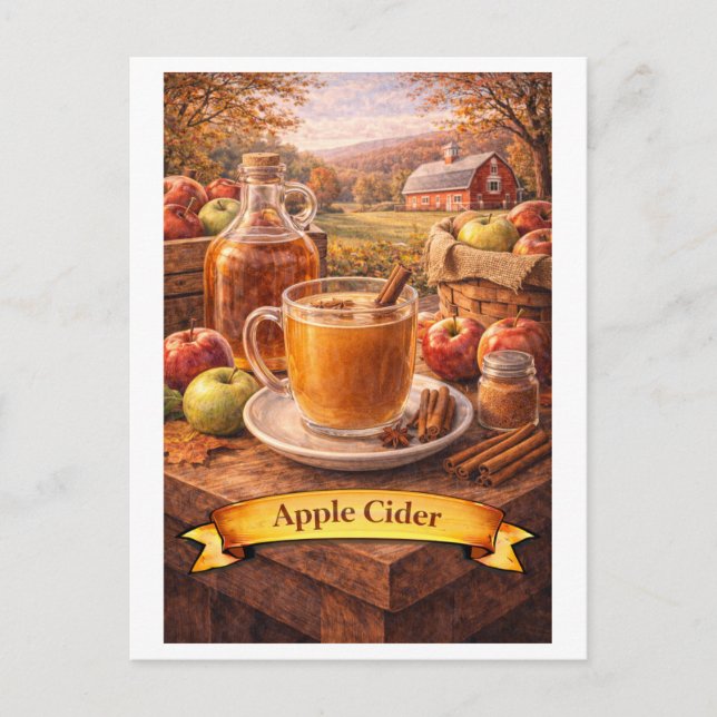 Cartão Postal Sidra de Maçã (Série de Comida Americana) (Frente)