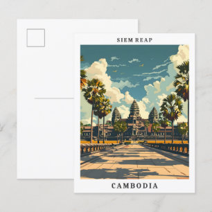 Cartão Postal Siem Reap Camboja Elegante Viagens vintage de Arte