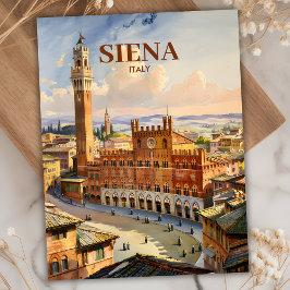 Cartão Postal Siena Itália Viagem Personalizada Antiga Praça do 