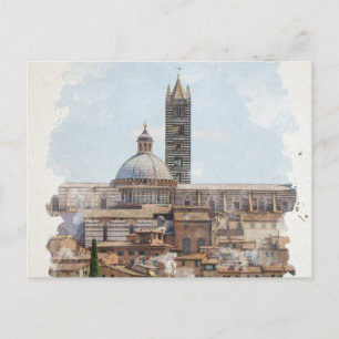 Cartão Postal Siena Itália Watercolor Art