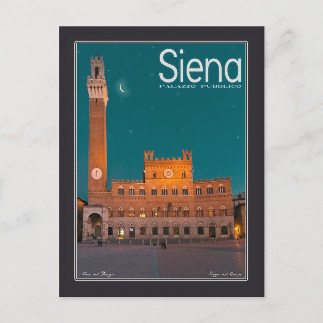 Cartão Postal Siena - Palazzo Pubblico Night (Frente)