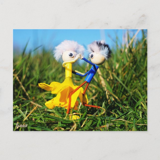 Cartão Postal Sierlijk dansend actief Fubby poppetjes stel. (Frente)