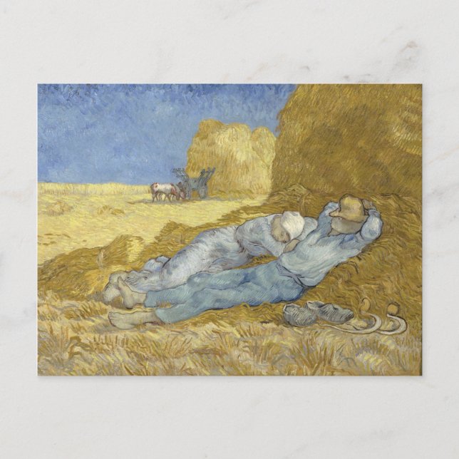Cartão Postal Siesta após Millet por Vincent Van Gogh (Frente)