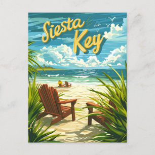 Cartão Postal Siesta Key Florida vintage