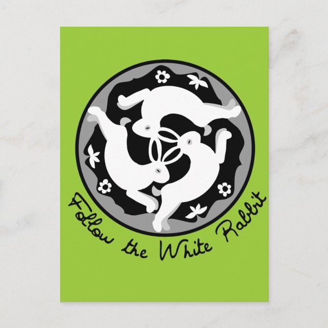 Cartão Postal Siga o coelho branco (Frente)