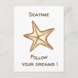 Cartão Postal Siga seus sonhos aquarela Starfish Seatime