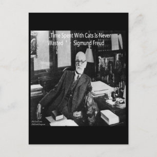 Cartão Postal Sigmund Freud em Seu Escritório & Citação de Gato