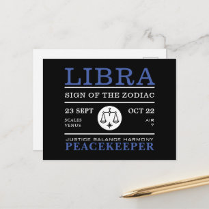 Cartão Postal Signo de Libra do Zodíaco, Astrológico