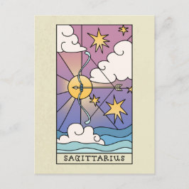 Cartão Postal Signo de Sagitário Arte Abstrata Vintage