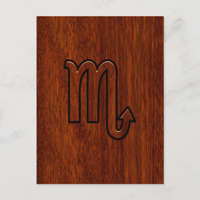 Cartão Postal Signo de Zodíaco Escorpião em Decoração no Estilo  (Frente)