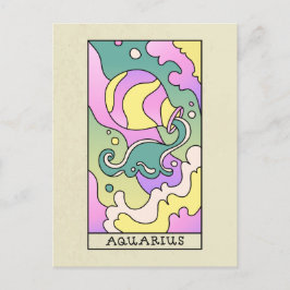Cartão Postal Signo Zodiacal de Aquário Arte Abstrata Vintage