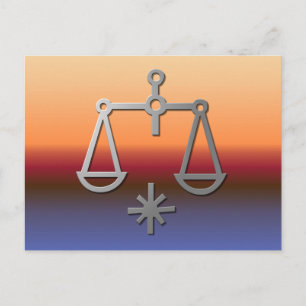 Cartão Postal Signo Zodiacal de Libra Laranja Nascer do Sol Pôr