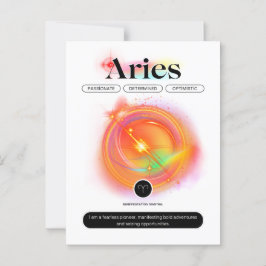 Cartão Postal Signo Zodiacal Moderno ÁRIES Citação | Elemento Fo
