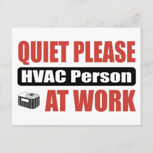 Cartão Postal Silencioso Por Favor, Pessoa HVAC No Trabalho