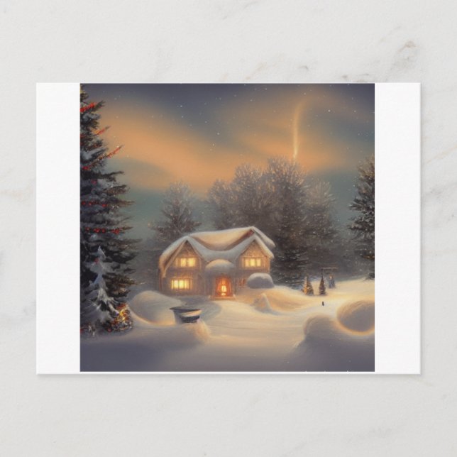 Cartão Postal Silent Night Background Scene (Frente)